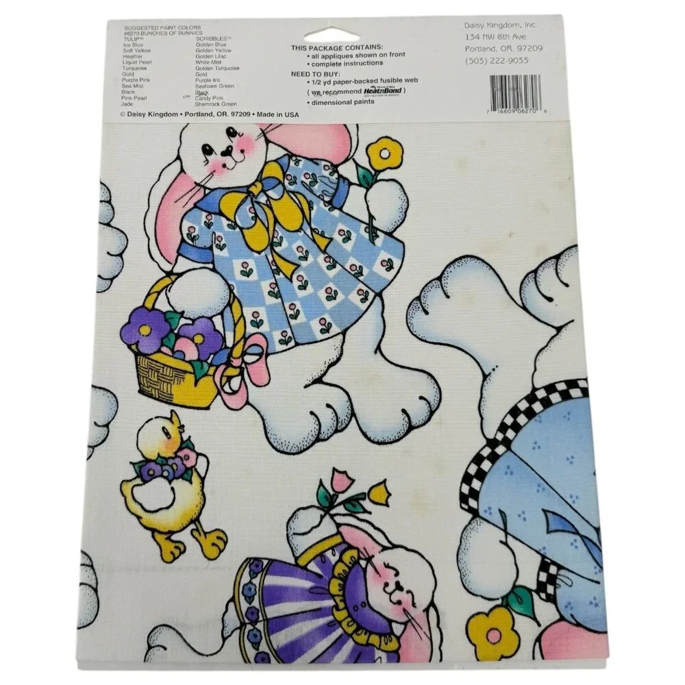 Daisy Kingdom No-Sew Fabric Applique Bunches of‎ Bunnies Iron On #6270 Rabbit